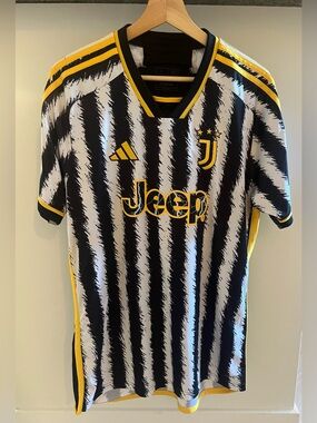 adidas Juventus Black White Yellow Striped Home Jersey